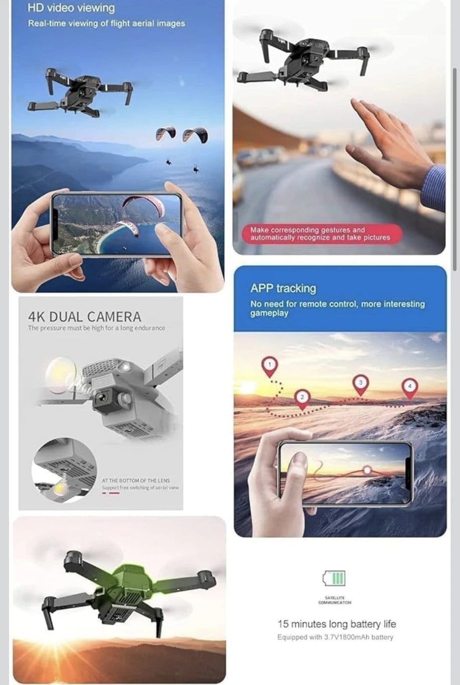Foldable Mini Drone with Dual HD Camera | WiFi FPV RC Drone | One-Key Takeoff & Altitude Hold