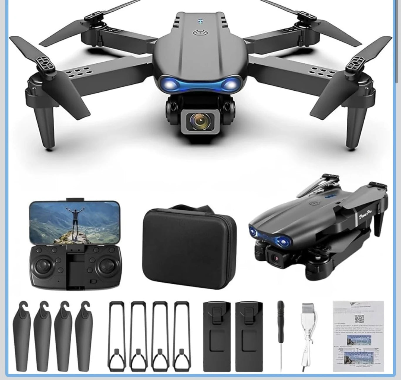 Foldable Mini Drone with Dual HD Camera | WiFi FPV RC Drone | One-Key Takeoff & Altitude Hold